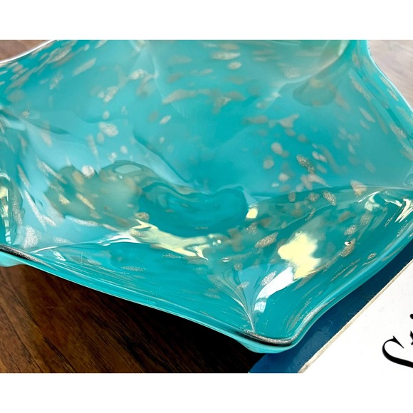 Murano Turquoise Decorative Bowl with Silver Flecks - Picture 5 of 7
